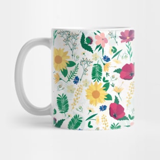 Pretty Colorful Wild Floral White Design Mug